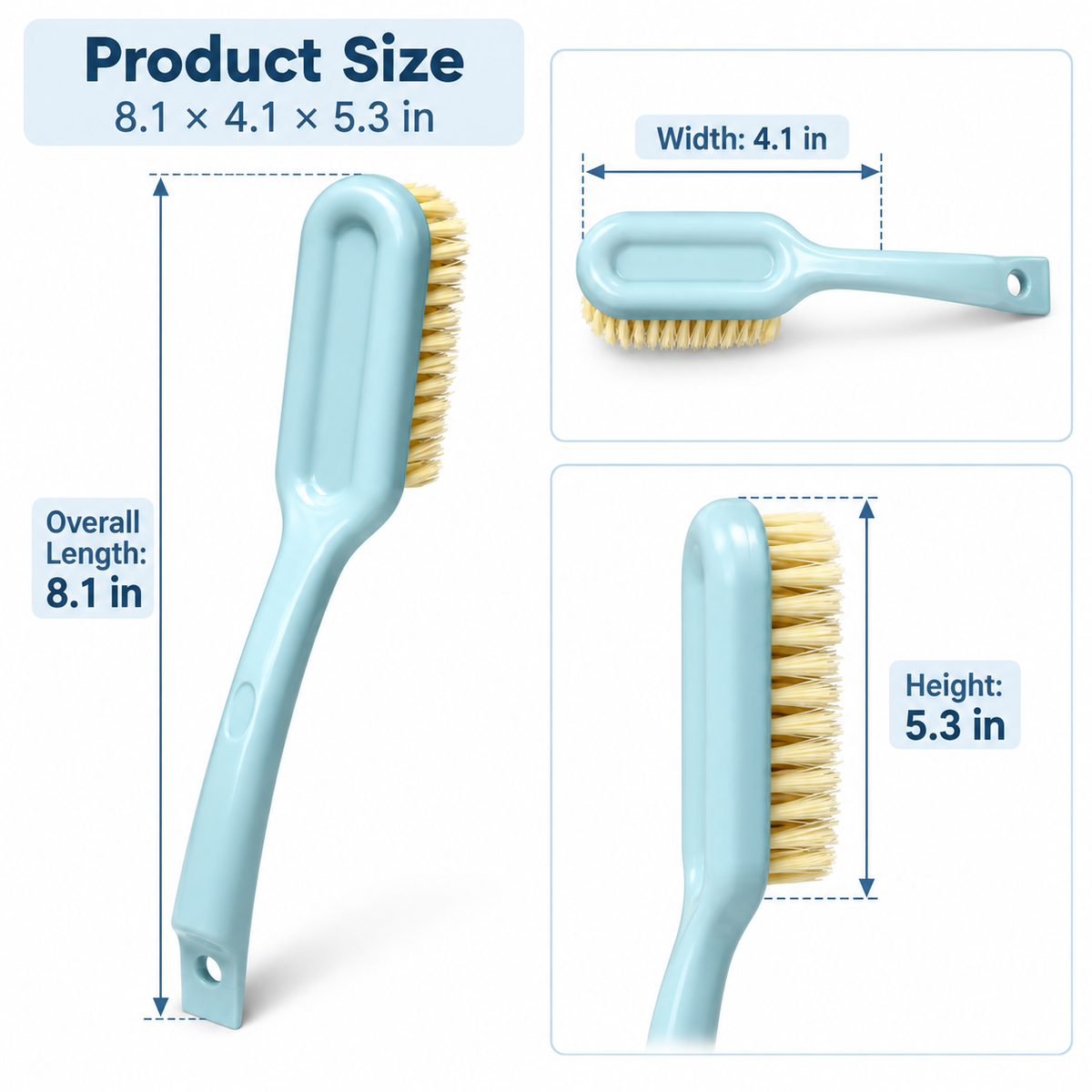 Multi-Purpose Long Handle Cleaning Brush with Dense Soft Bristles for Shoes, Clothes, Bathroom and Household Cleaning