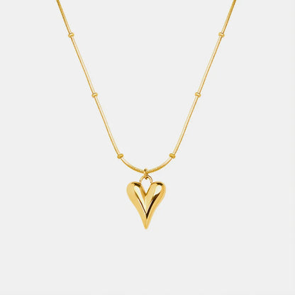 Fashionable and minimalist heart-shaped necklace with titanium steel plated 18K real gold necklace